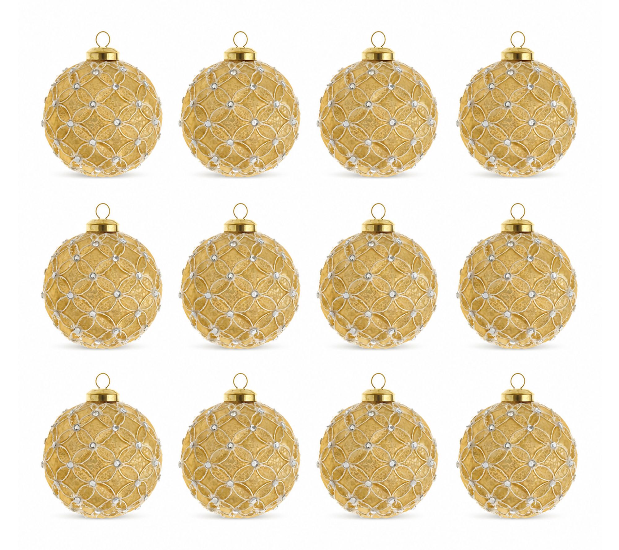 RC Home Decor -Set of 12 Hand -Blown Glass Christmas Ornaments