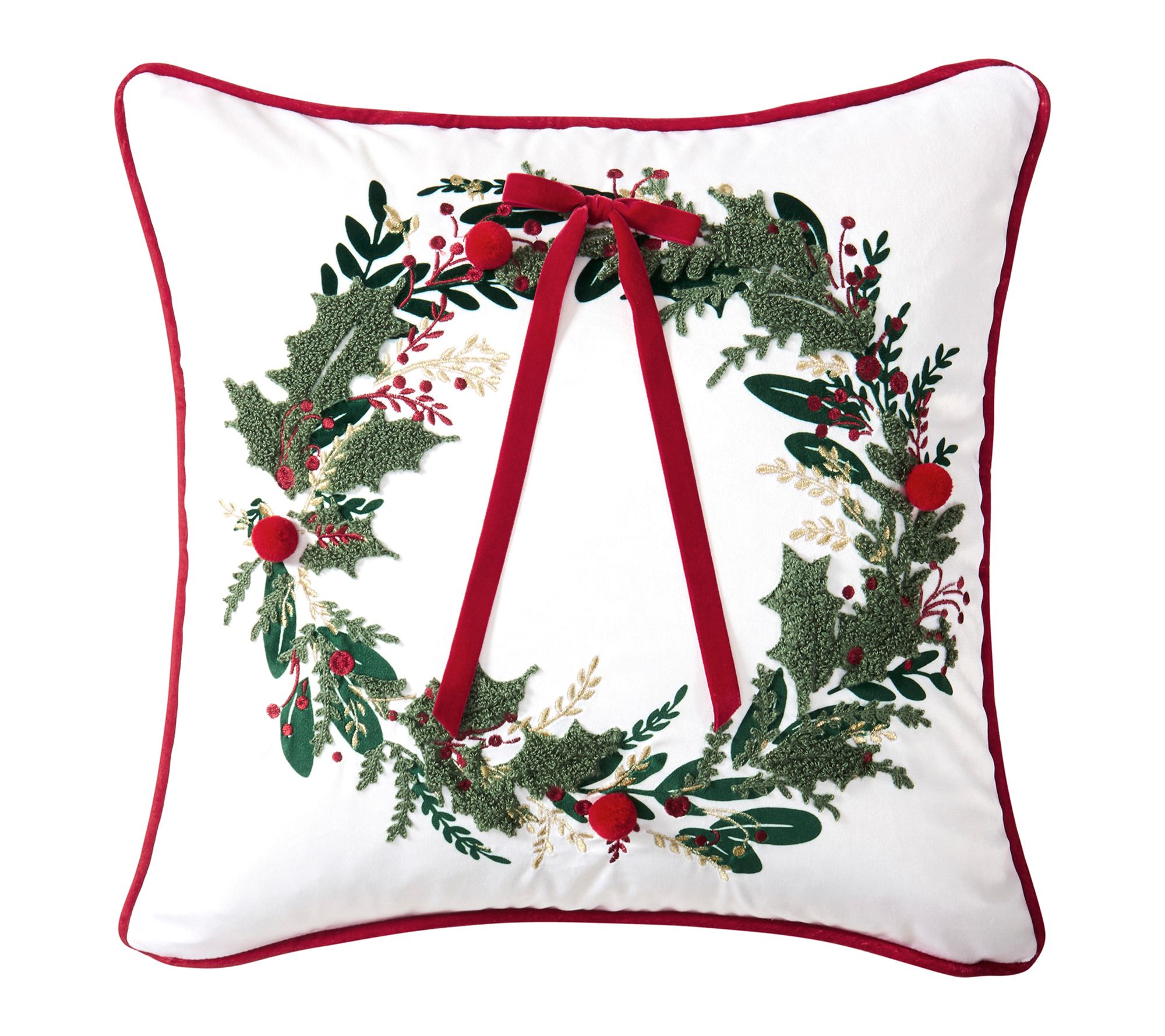 Hallmark Wreath Holiday Decorative Pillow, 18" x 18"