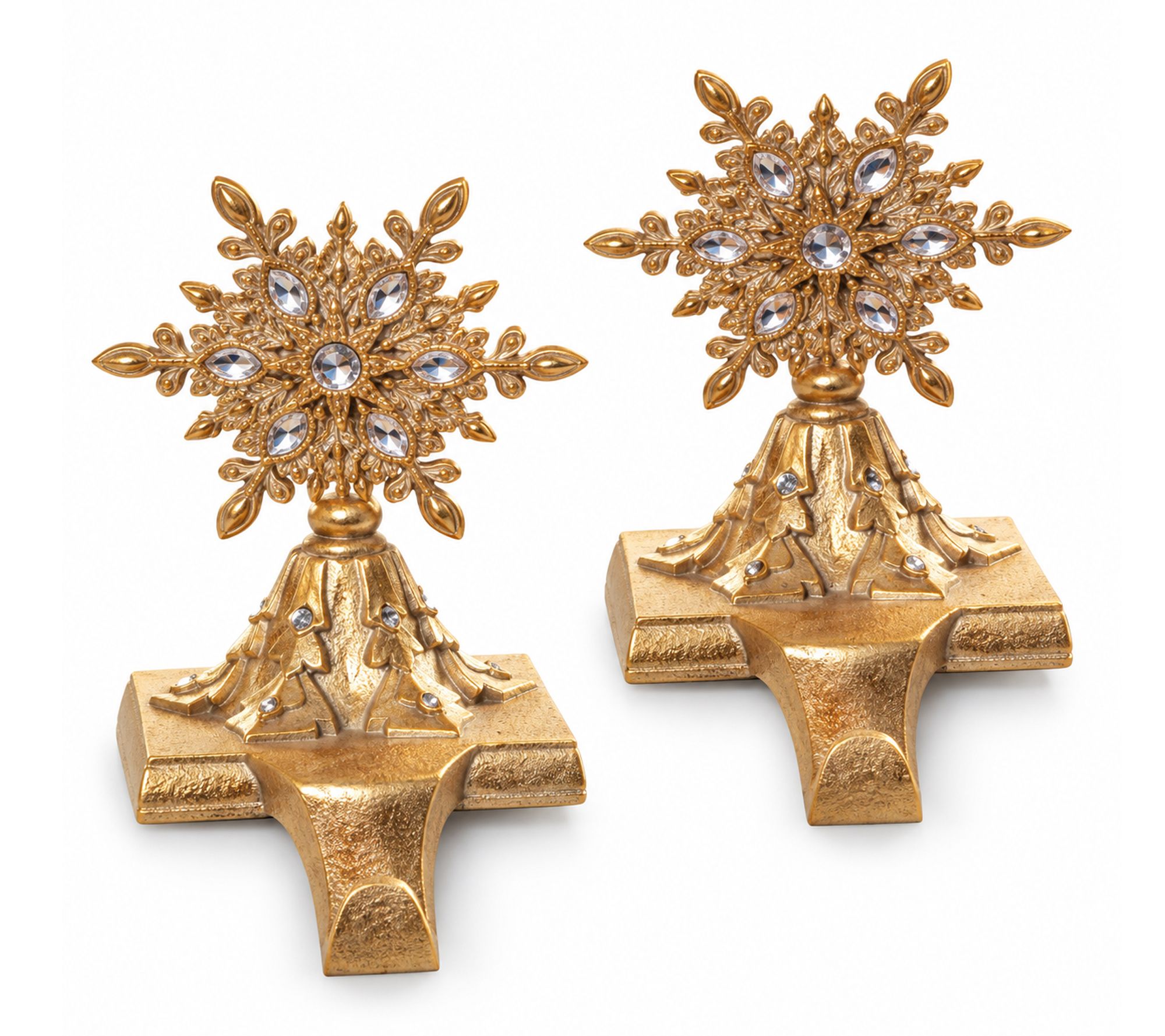 RC Home Decor- Set of 2 Gold Jeweled Snowflake Stocking