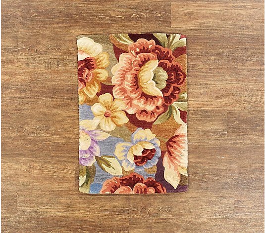 Royal Palace 2' x 3' Wool Watercolor Floral Dreams Accent Rug