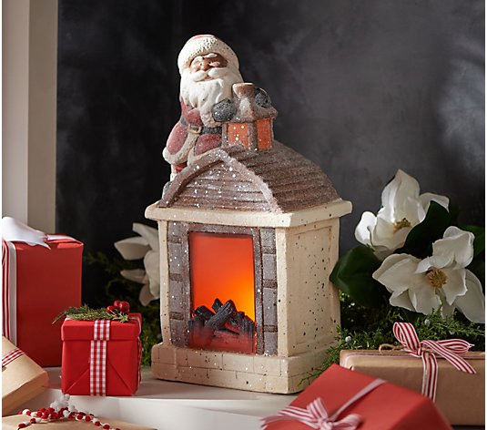 Kringle Express Holiday Fireplace Decor with Santa