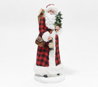 12" Santa Figure in Checked Coat with Fur Trim by Valerie - H229002
