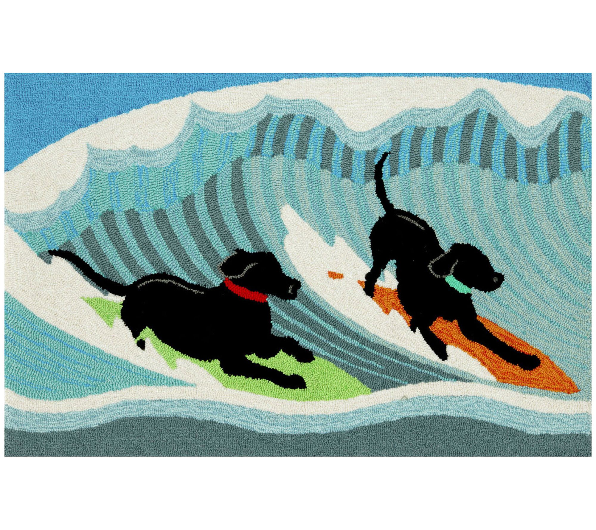 Liora Manne Frontporch Surfing Dogs In/OutdoorRug 20" x 30"