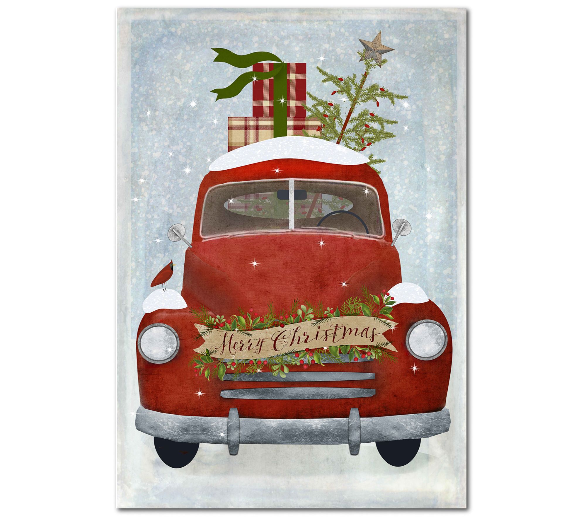 Courtside Market Christmas Red Truck 16x20 Canvas