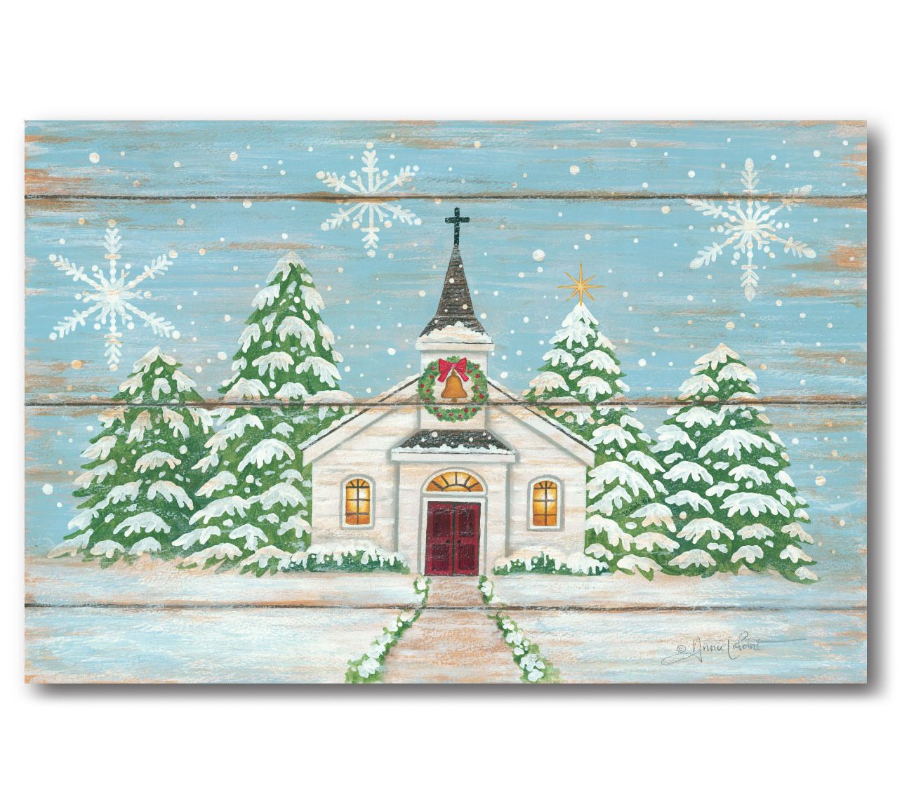 Courtside Market White Christmas Chapel 18x26 Canvas