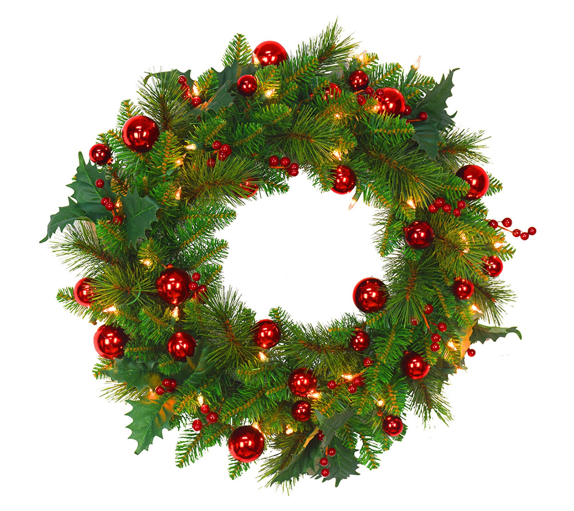 SW 24" wreath with red balls/berries