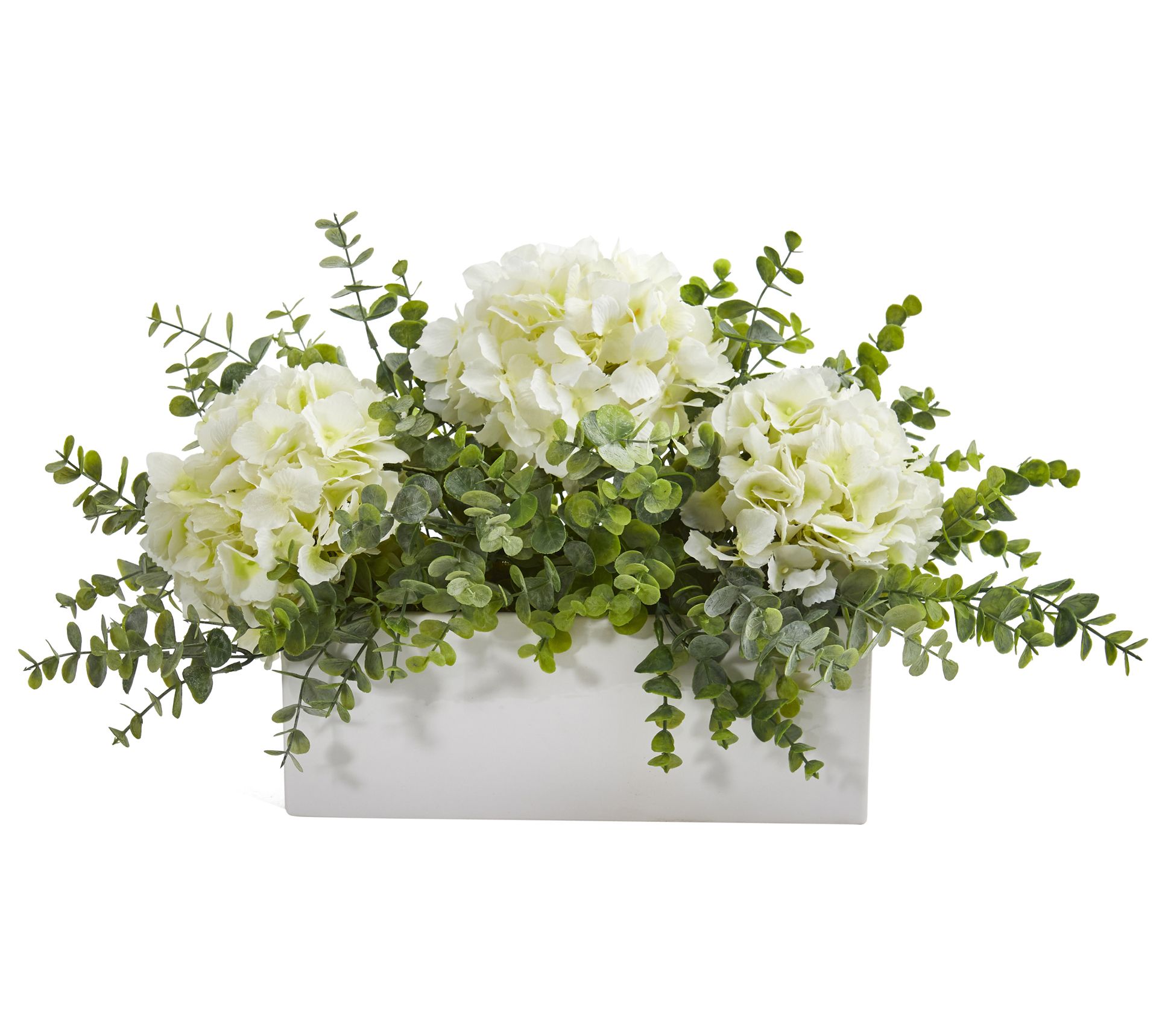 Nearly Natural 15"  Hydrangea & Eucalyptus Arrangement in Vase