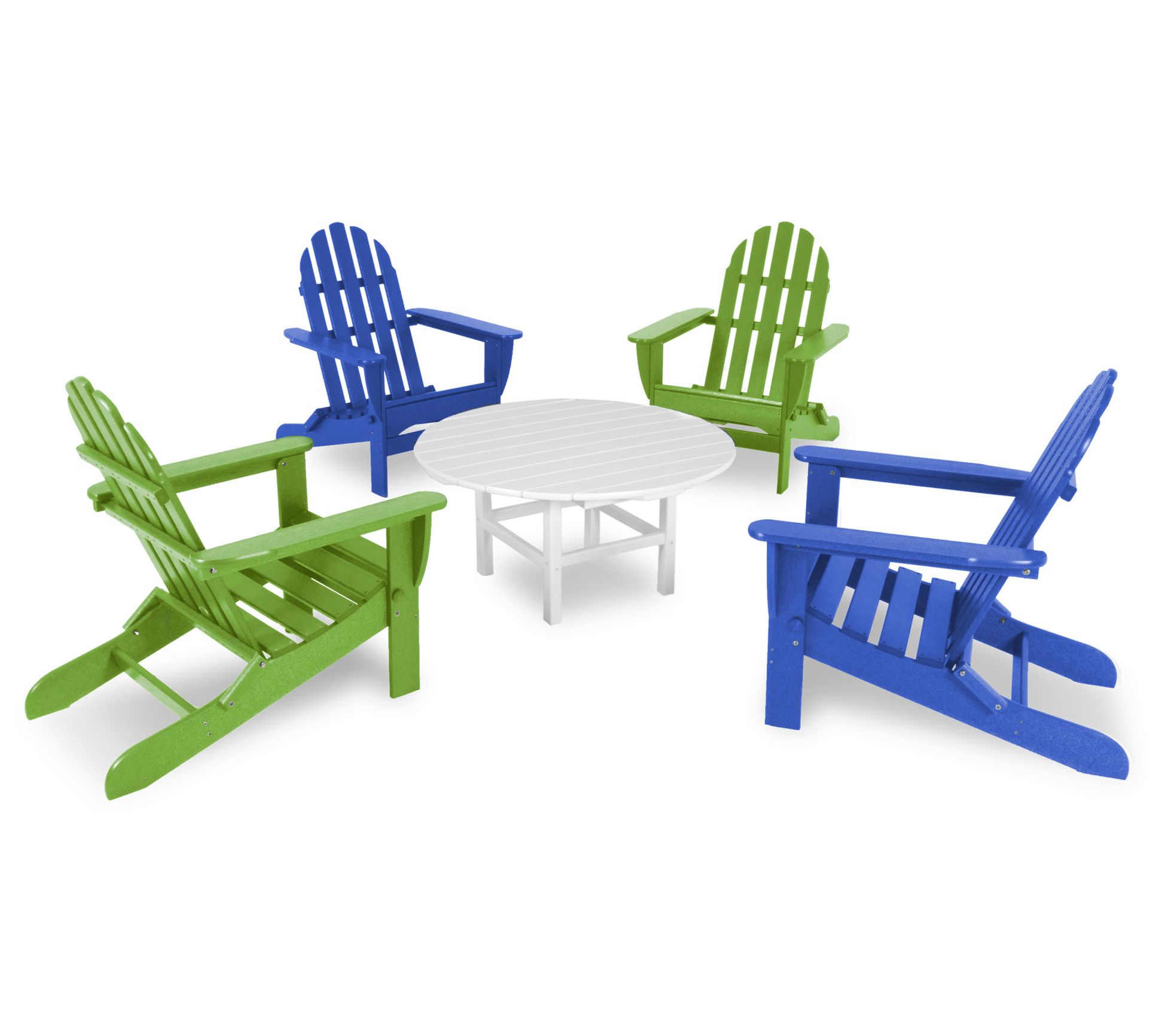Polywood Classic Folding Adirondack 5-Piece Conversation Group