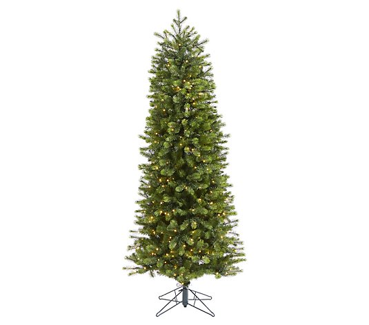 Nearly Natural 6.5' Slim Christmas Tree w/Remote Control 
