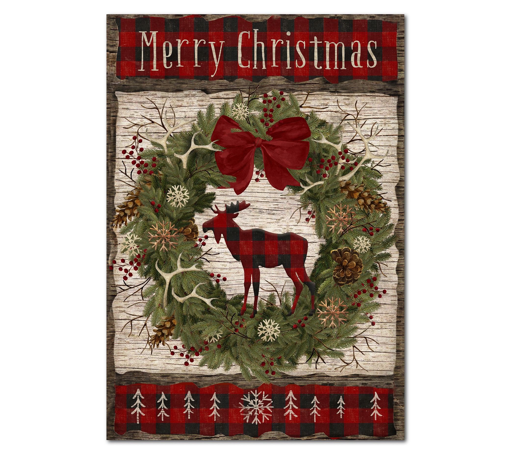 Courtside Market Buffalo Check Wreath 12x18 Canvas Wall Art