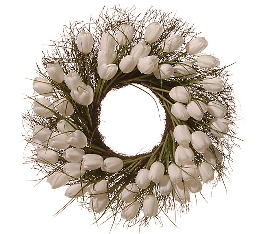National Tree Company 24" White Tulip Wreath