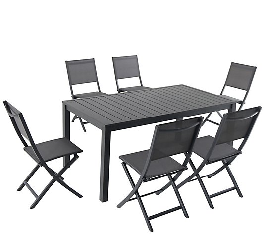 Hanover Naples 7-Pc Dining Set with Six FoldingChairs