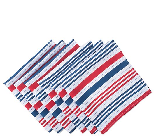 Design Imports Patriotic Stripe Outdoor NapkinSet of 6
