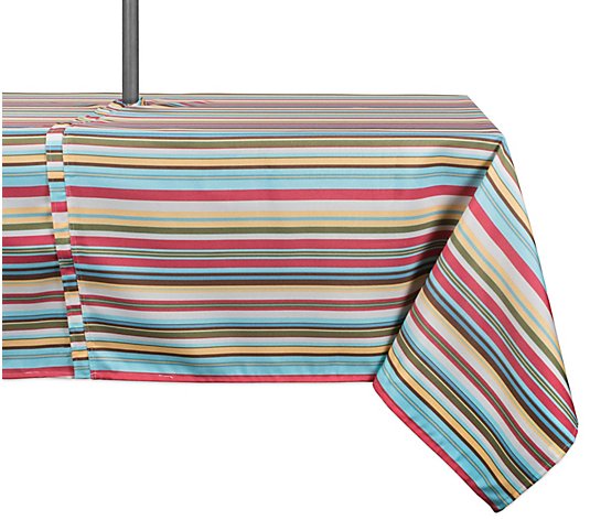 Design Imports Summer Stripe Tablecloth with Zipper 60" x 84"