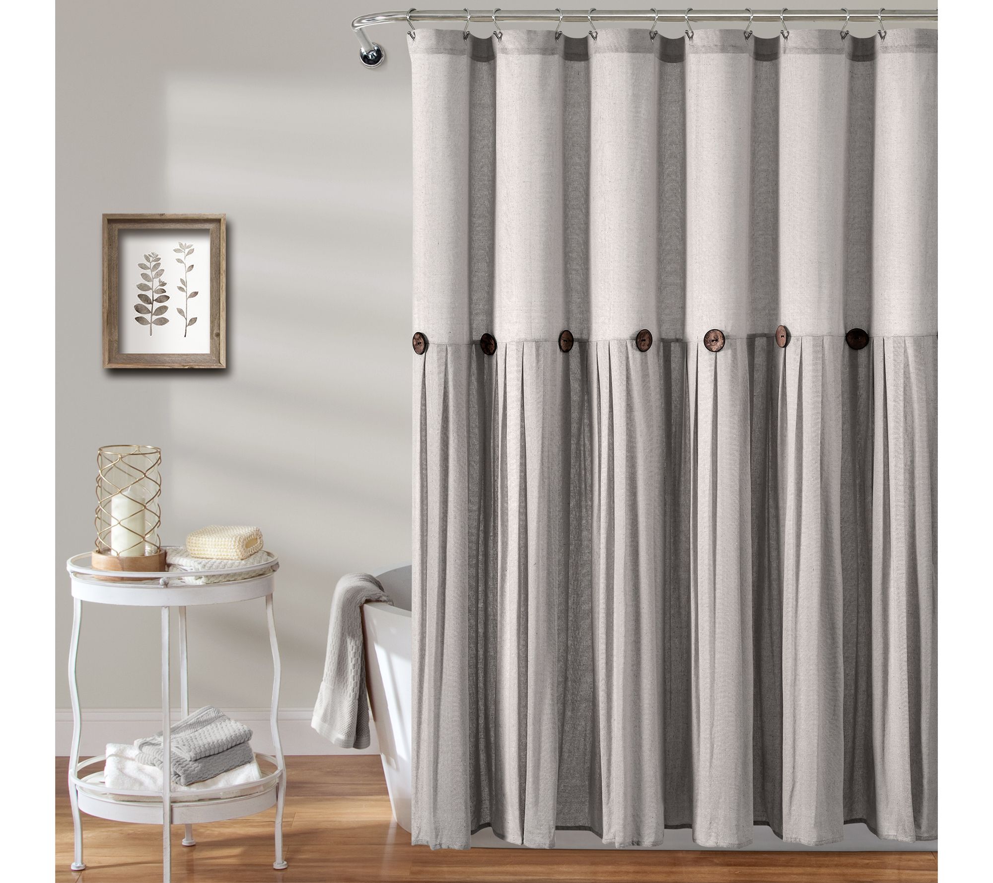 Linen Button 72" x 72" Shower Curtain by Lush Decor