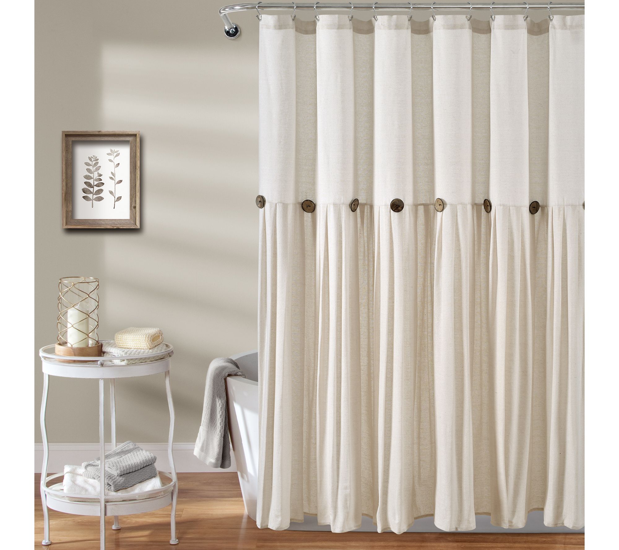 Linen Button 72" x 72" Shower Curtain by Lush Decor