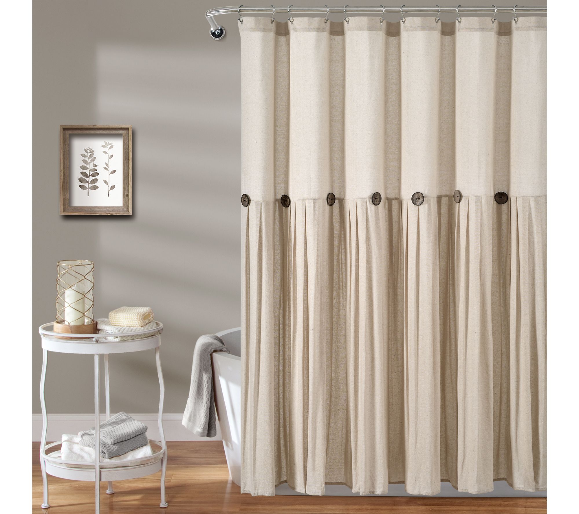 Linen Button 72" x 72" Shower Curtain by Lush Decor