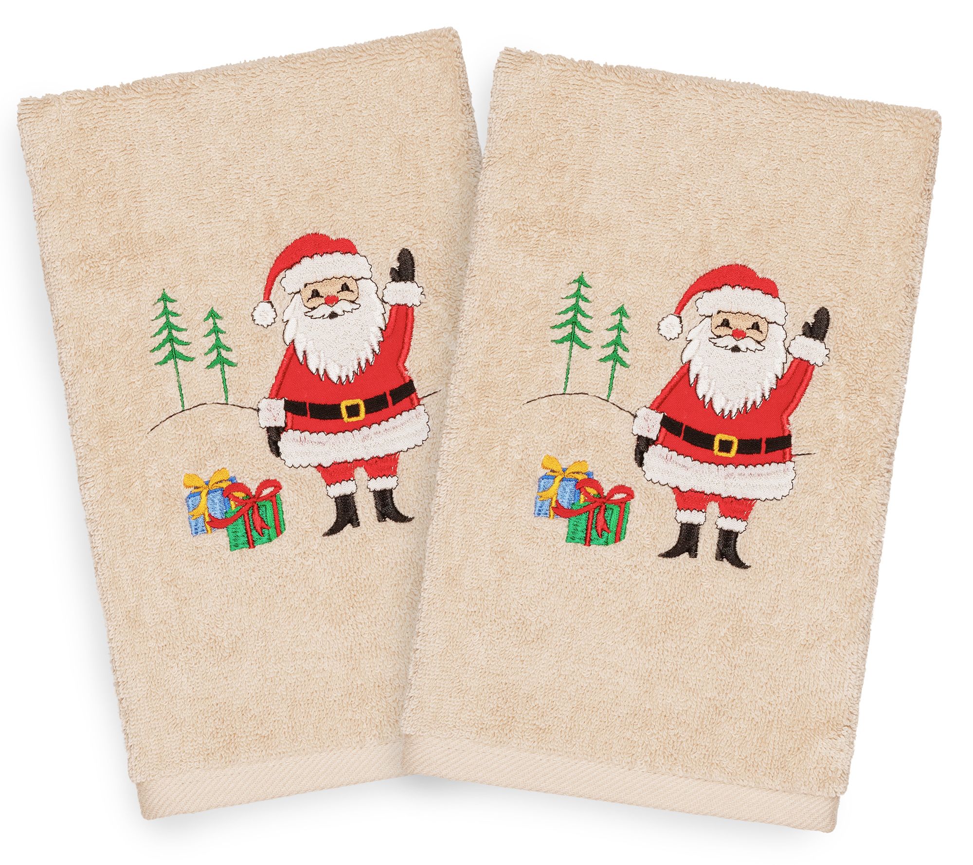 Linum Home Textiles Christmas Santa Waving 2-Piece Hand Towels