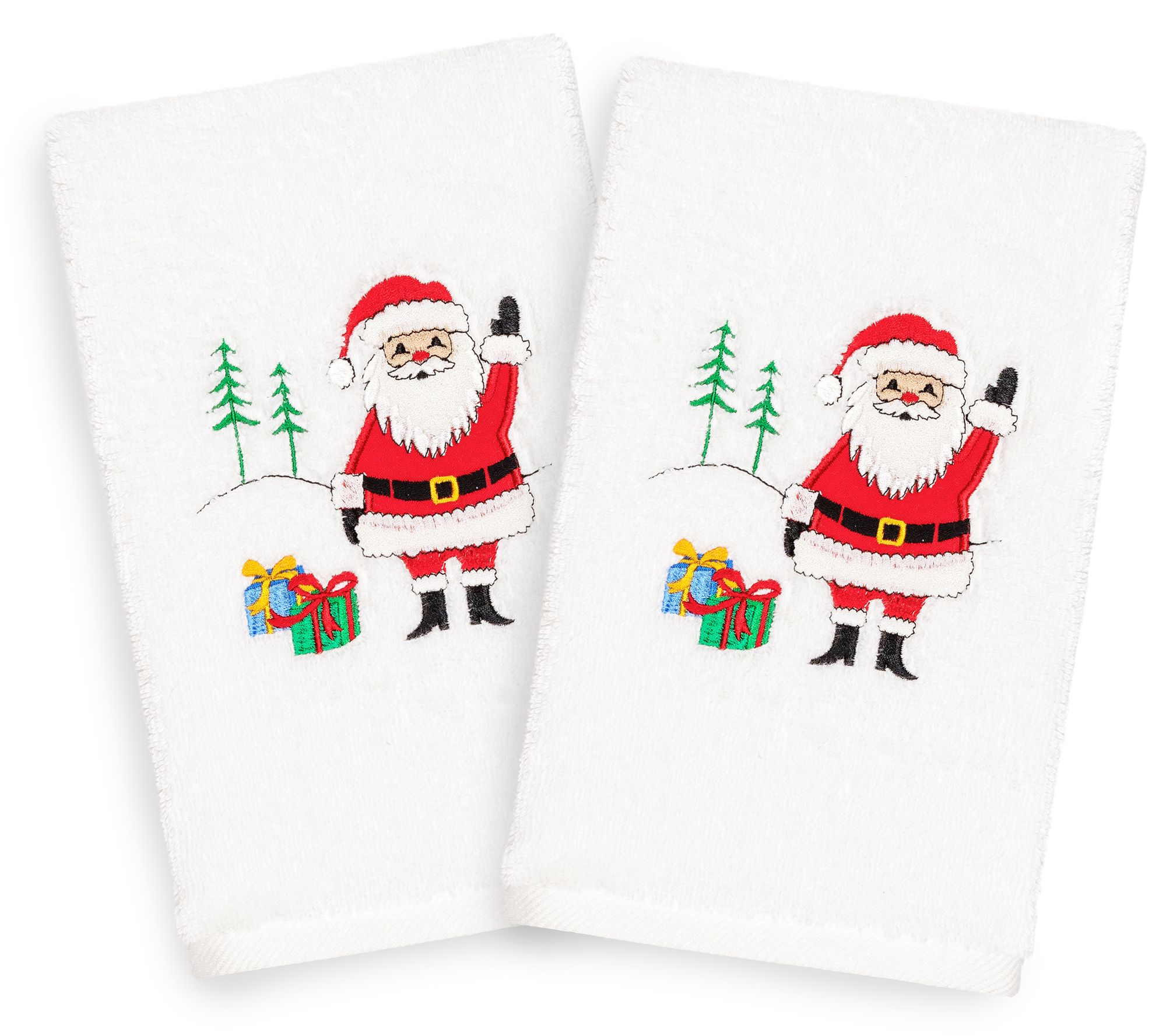 Linum Home Textiles Christmas Santa Waving 2-Piece Hand Towels