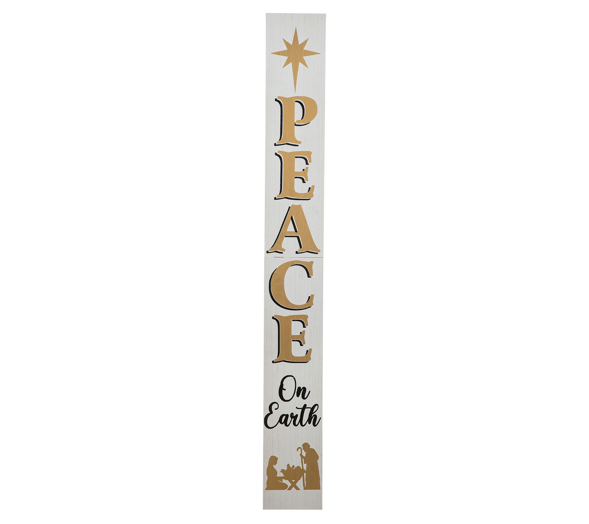 Glitzhome 60"H Wooden Nativity Peace Porch Sign