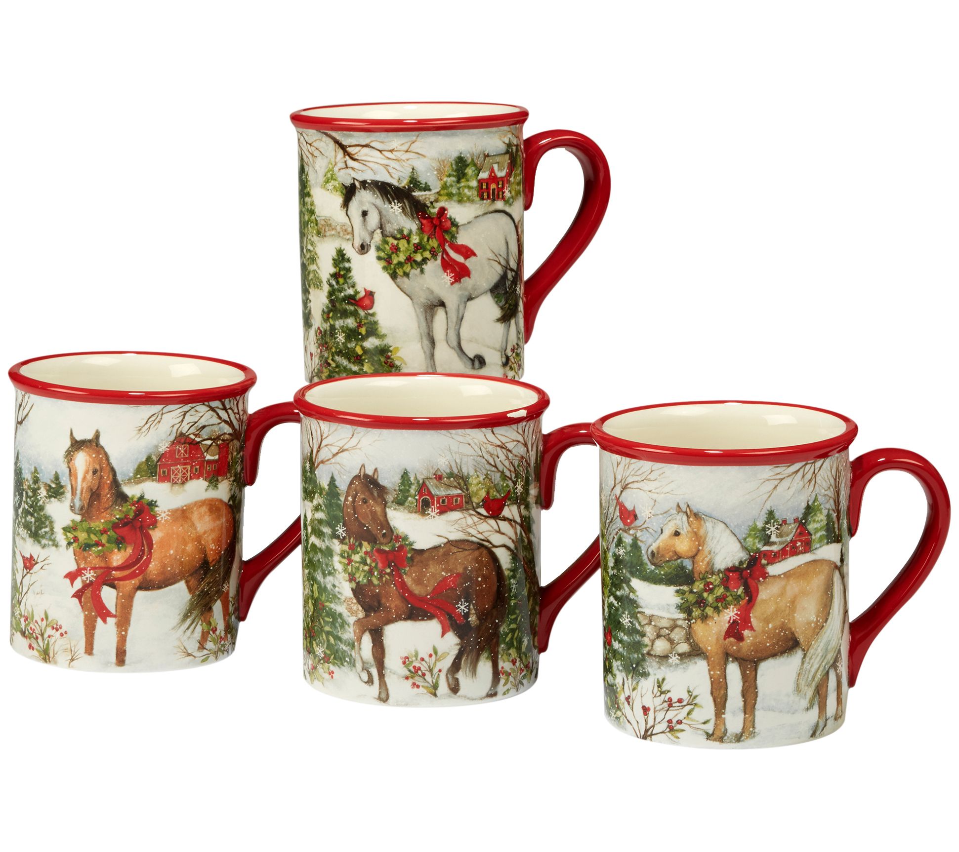 Certified International Christmas on the Farm Set 4 Mug - QVC.com