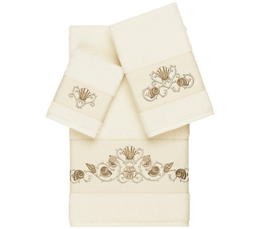 Linum Home Textiles Bella 3PC Embellished TowelSet