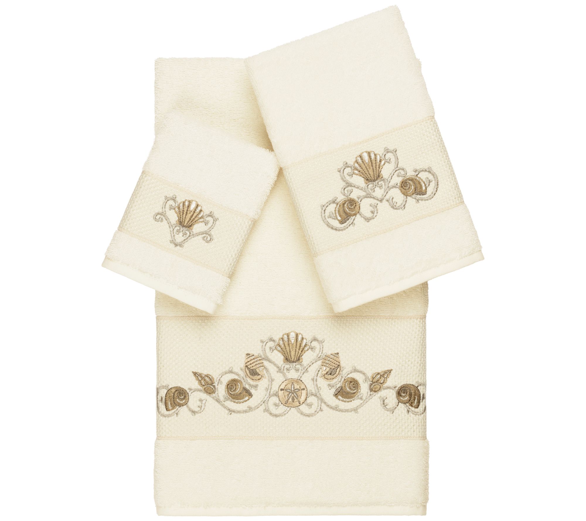 Linum Home Textiles Bella 3PC Embellished TowelSet