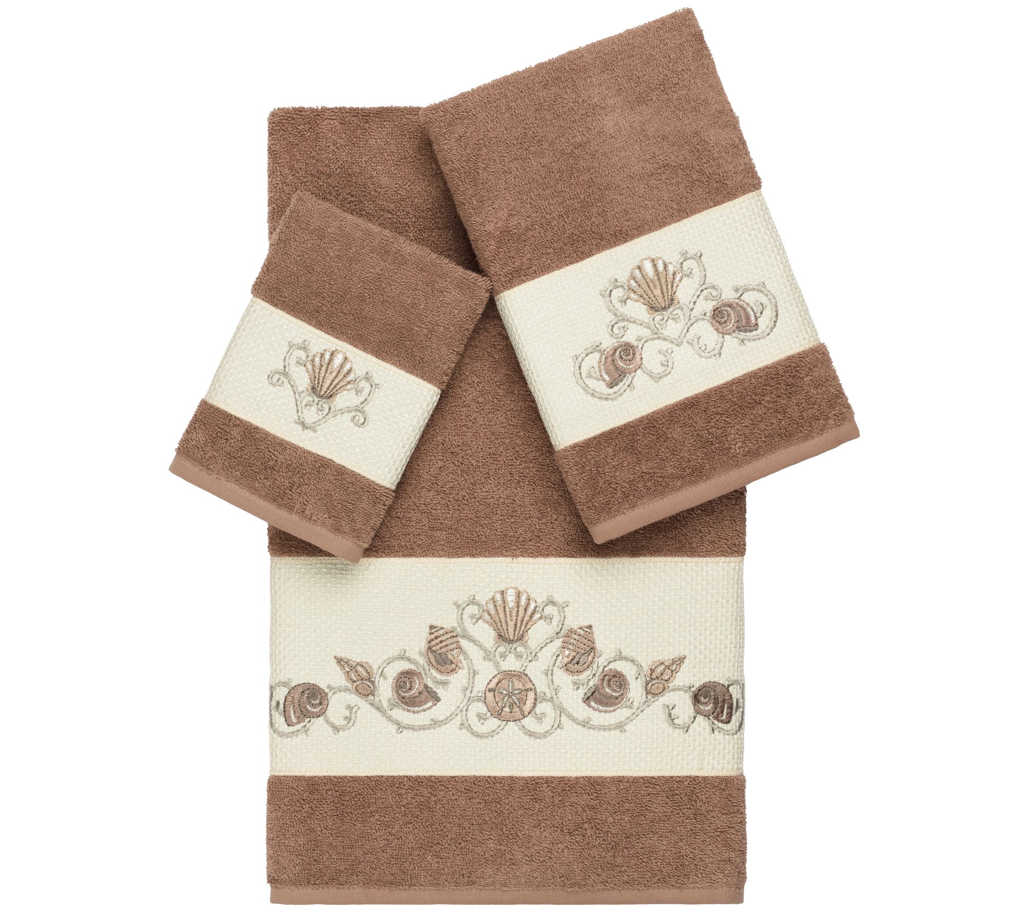 Linum Home Textiles Bella 3PC Embellished TowelSet
