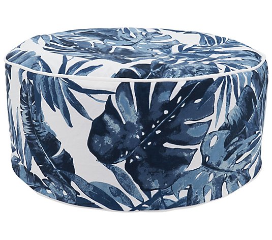 Outdoor Ottoman With Blue Tropic Design By Valerie