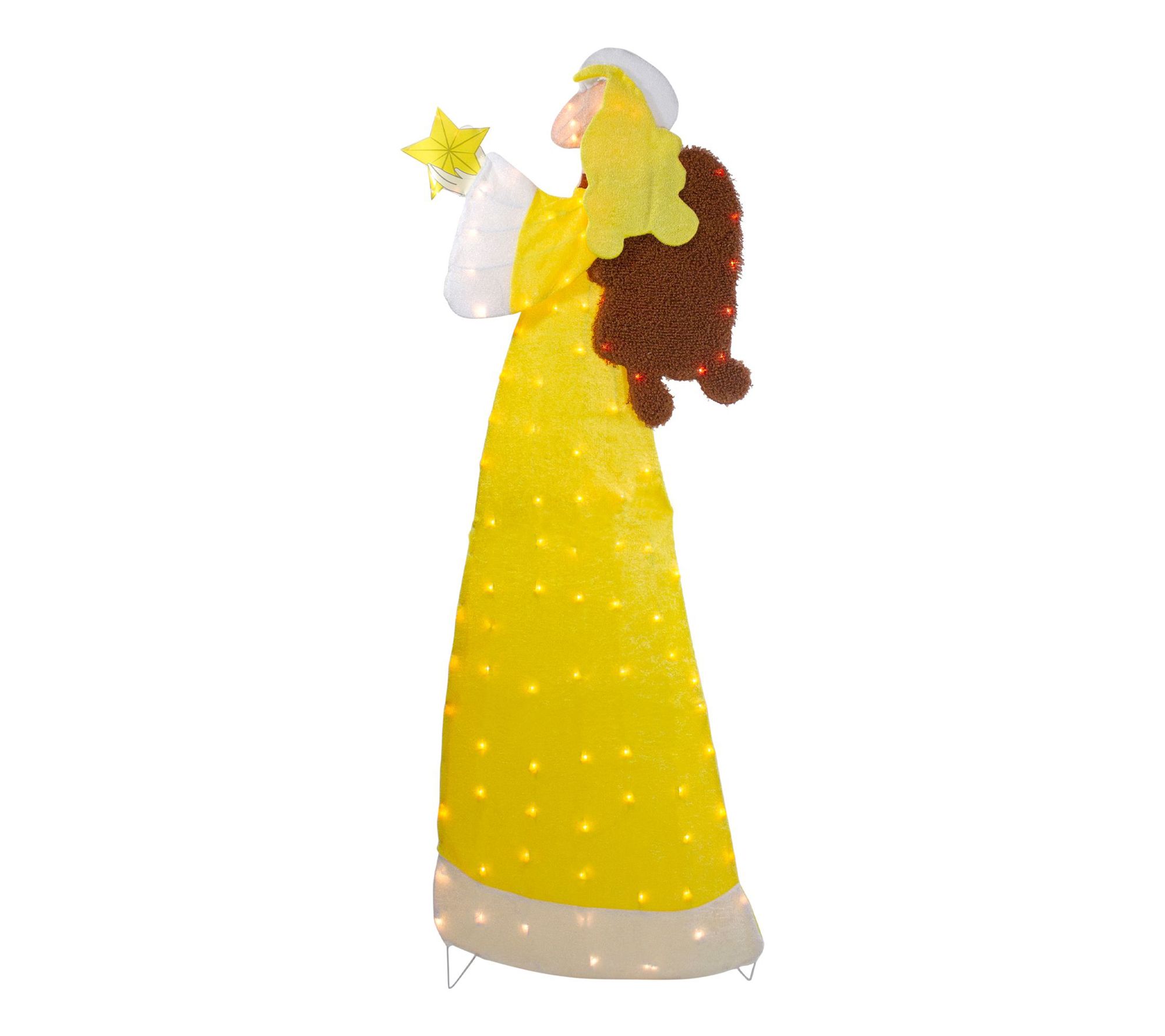 Northlight 72" Lighted 2-D Yellow Chenille Angel Outdoor