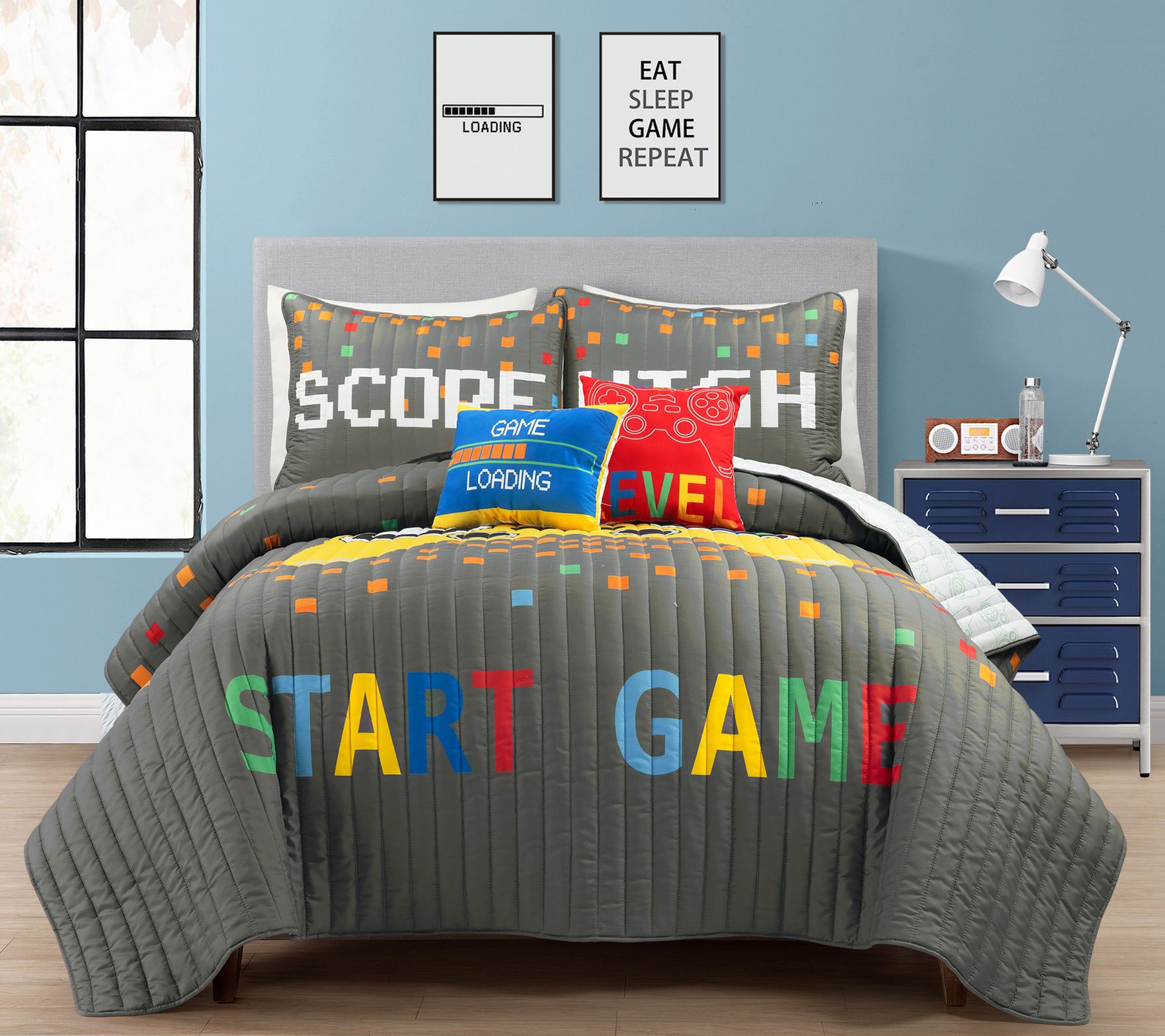 Video Games Ove rsized Quilt 5P c  Full/Queen b y Lush Decor