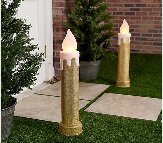 Mr. Christmas In/Outdoor Set of 2 24" Blow Mold Candles