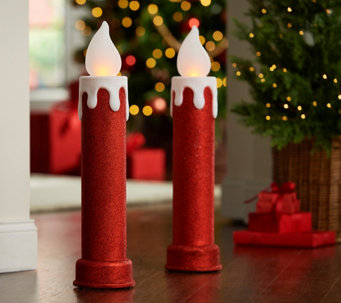 Mr. Christmas In/Outdoor Set of 2 24" Blow Mold Candles - H423102