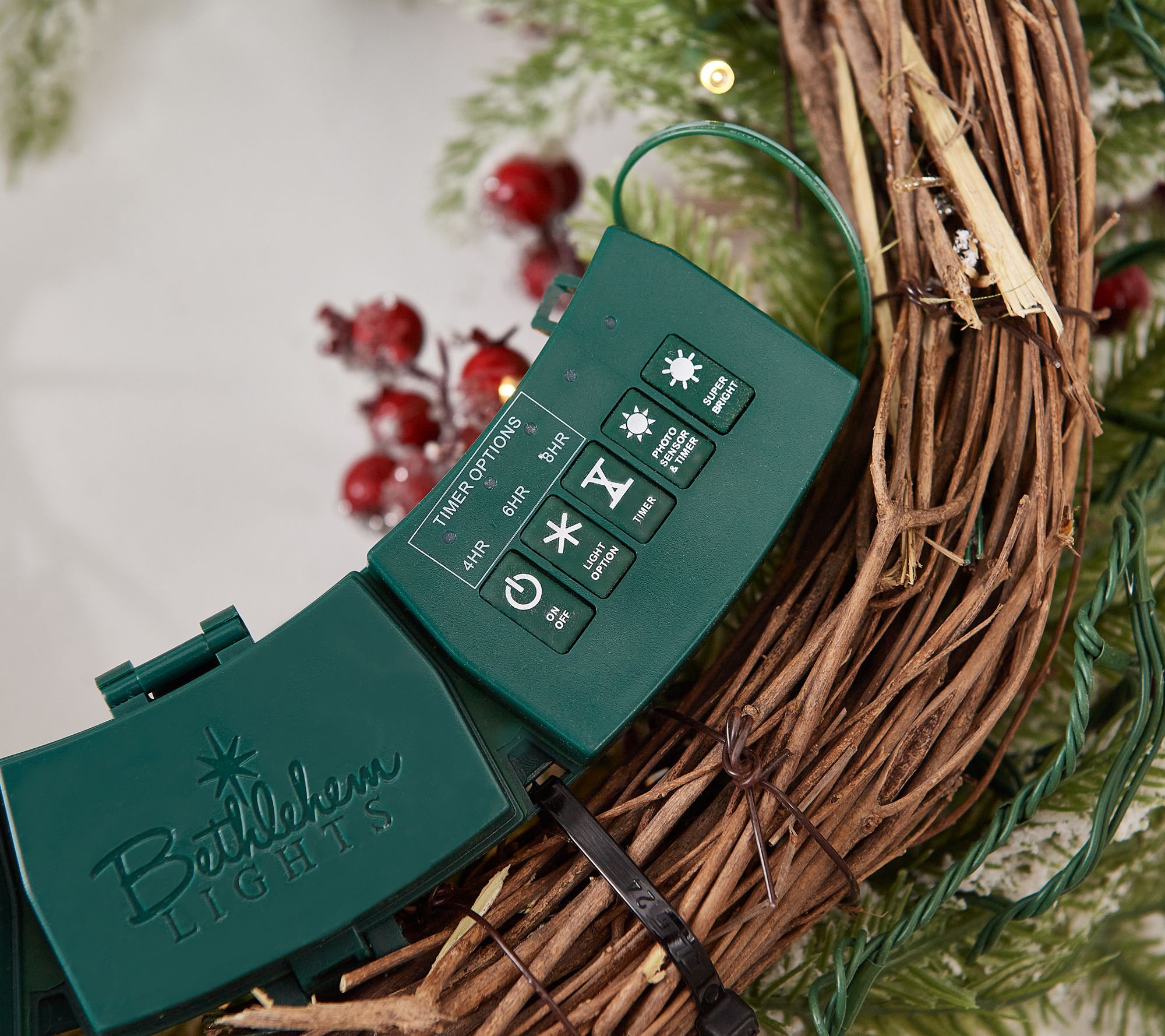 "As Is" Bethlehem Lights Frosted Berry 24" Wreath