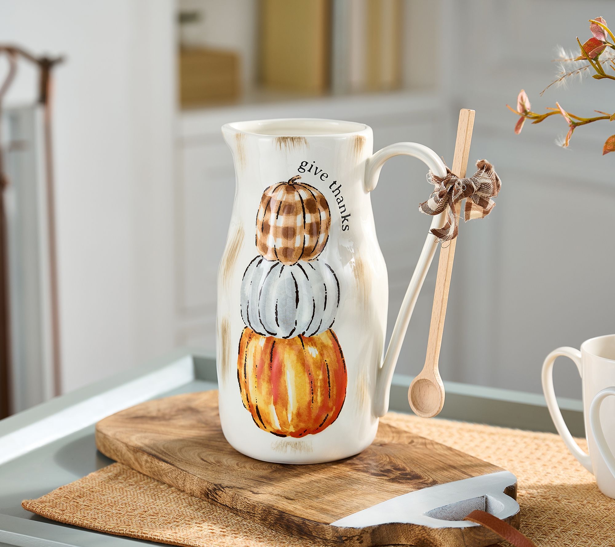 Give Thanks Harvest Pitcher with Stirring Spoon by Valerie - QVC