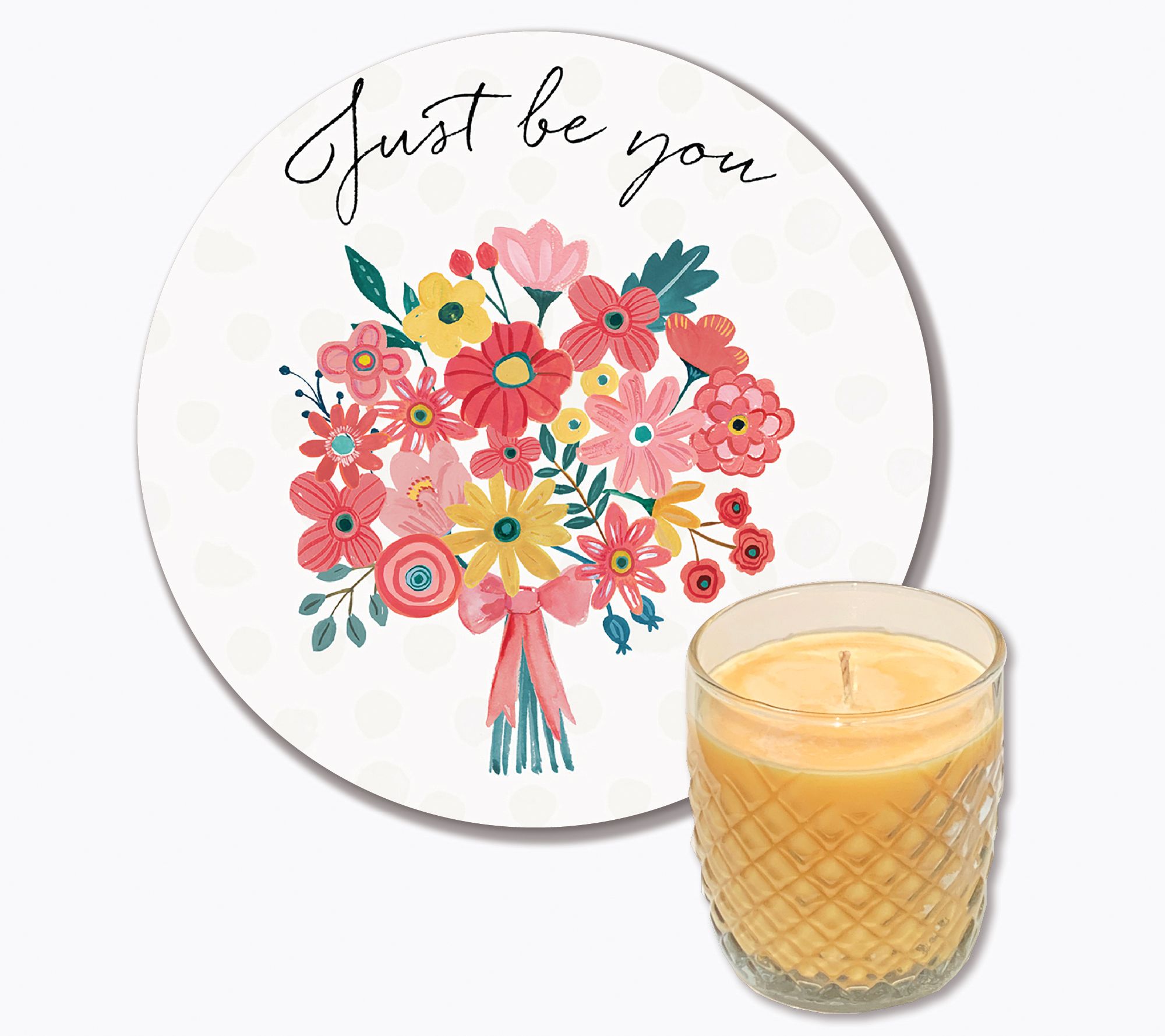 Courtside Bright Petals II 8x8 Art Board & 9 oz Candle Set