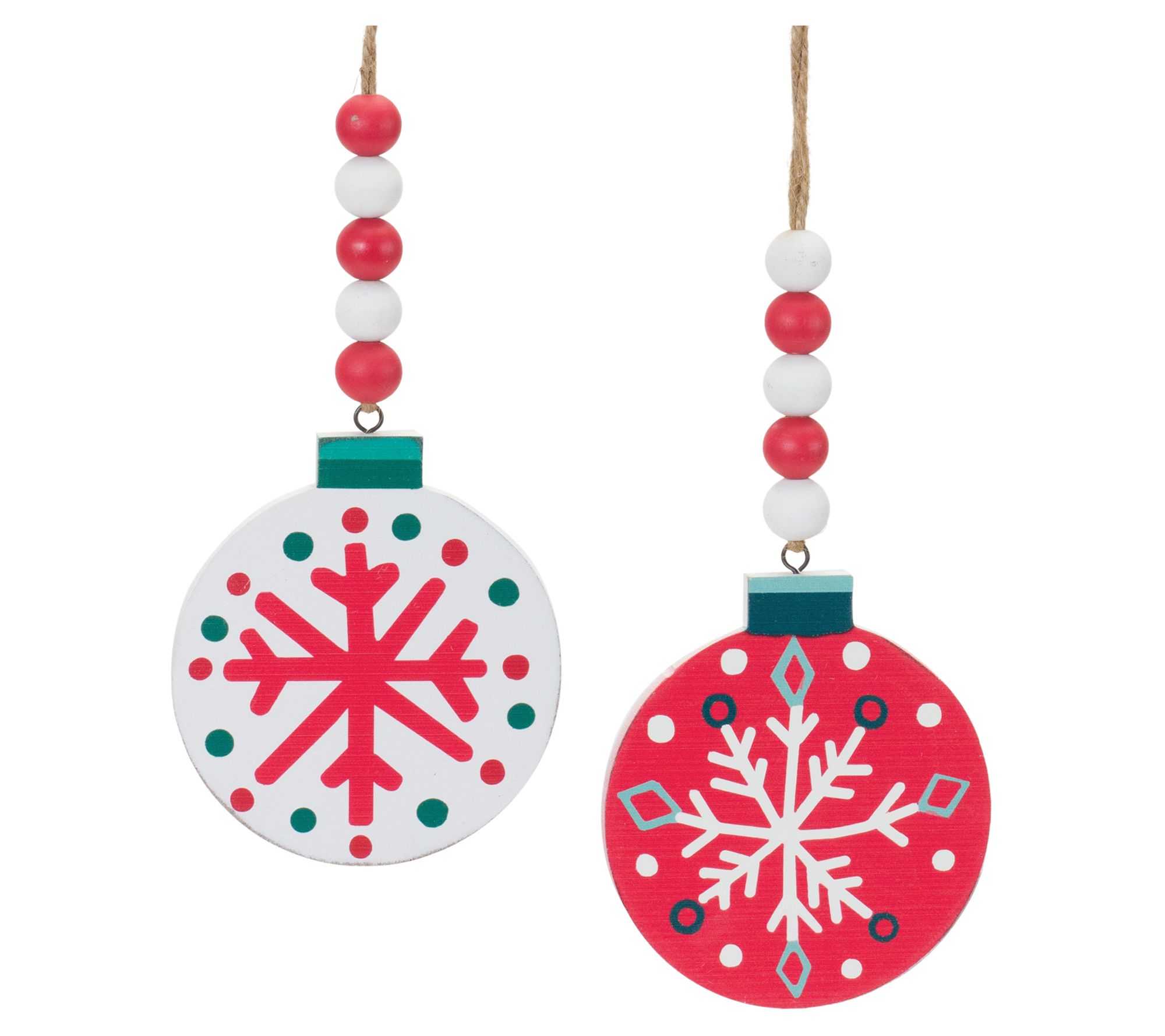 Melrose Wood Beaded Snowflake Ornament (Set of 12)