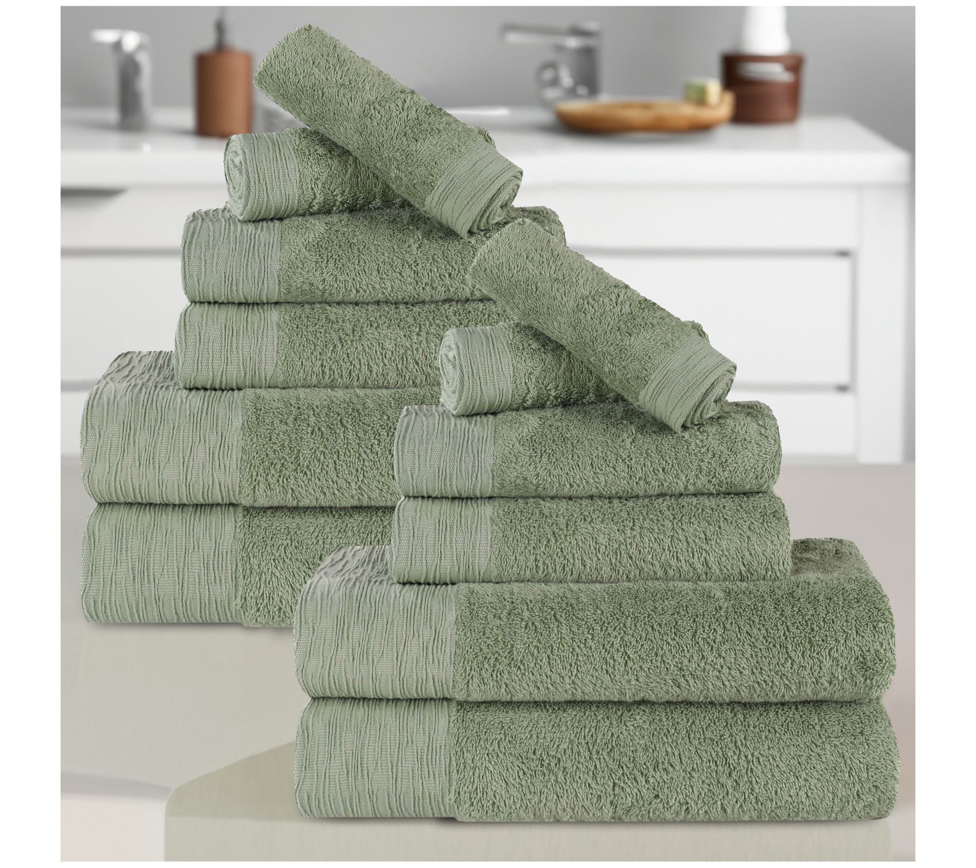 Superior Rayon made from Bamboo Solid 12-PieceTowel Set
