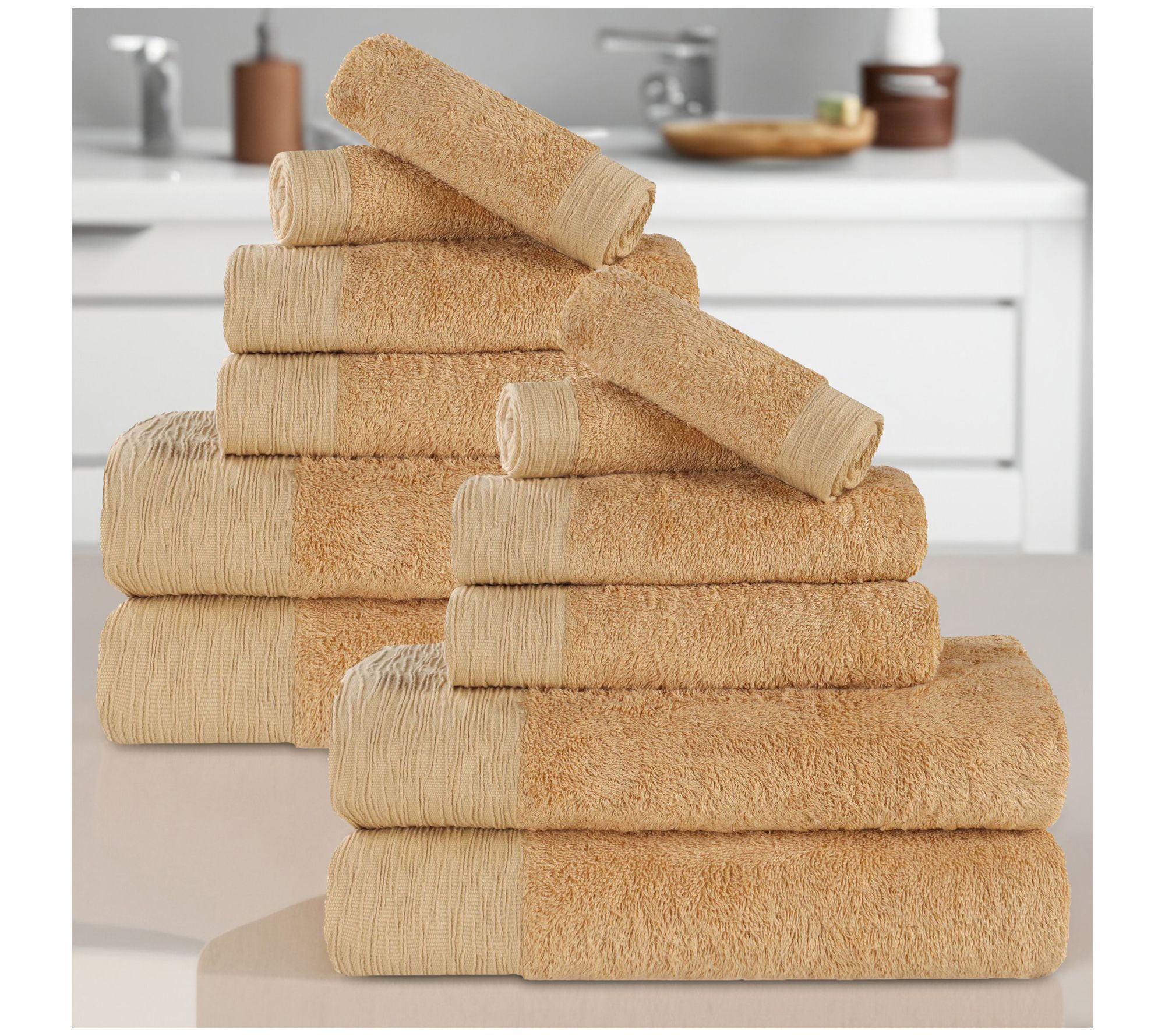 Superior Rayon made from Bamboo Solid 12-PieceTowel Set