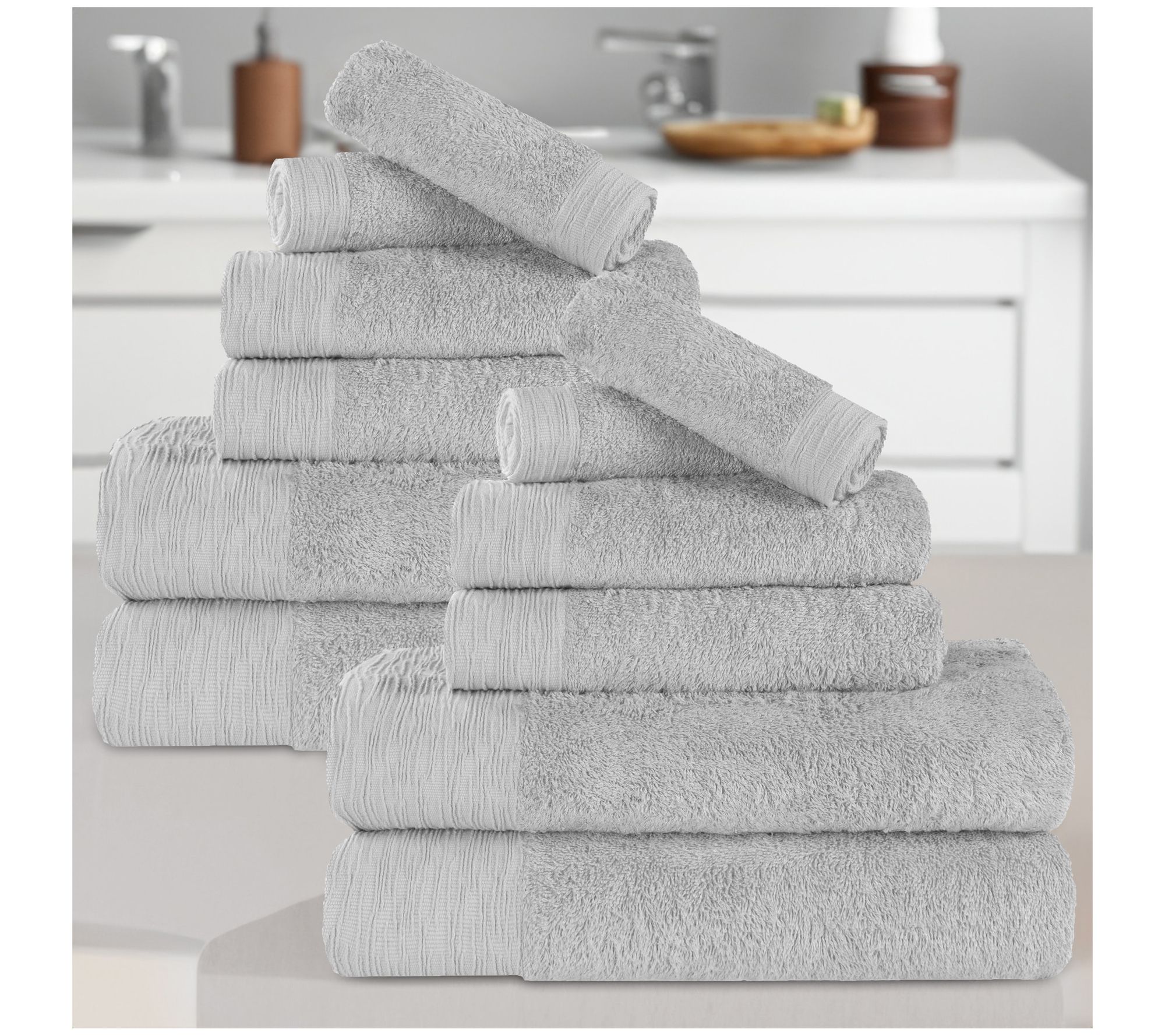 Superior Rayon made from Bamboo Solid 12-PieceTowel Set