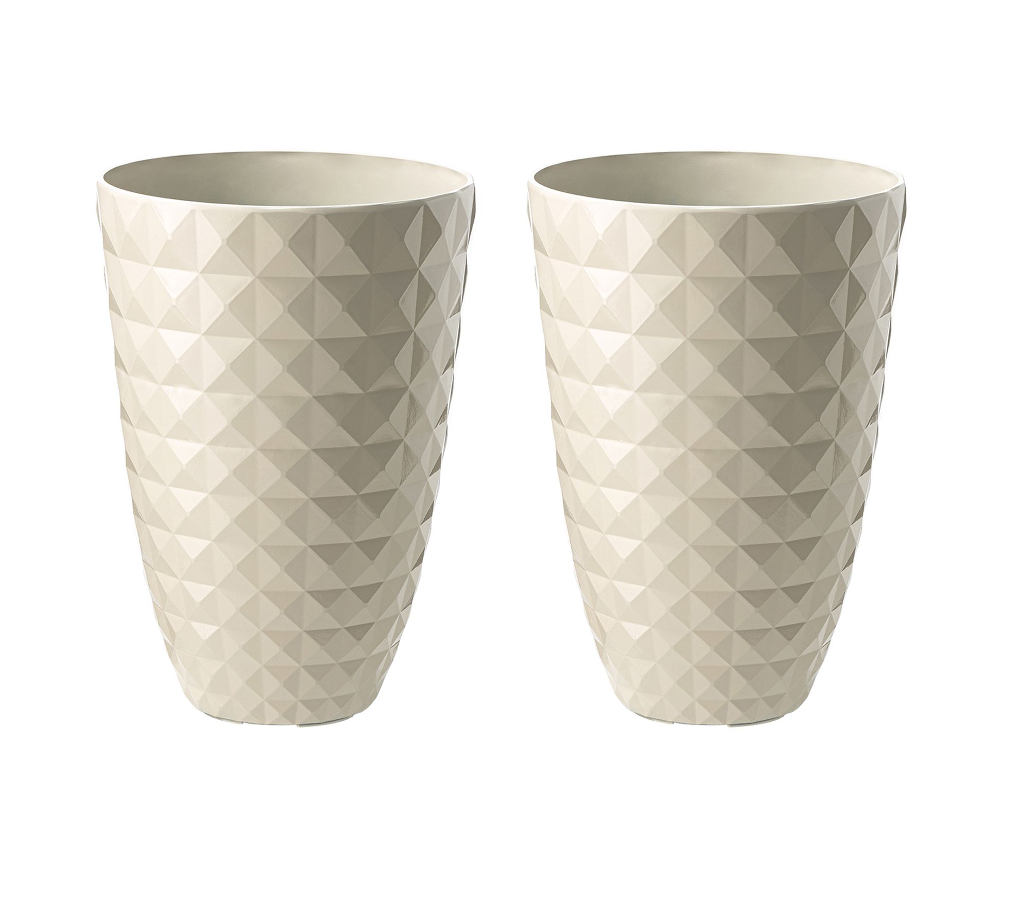 Glitzhome 19.75" Faux Ceramic Diamond TexturedPlanters S/2
