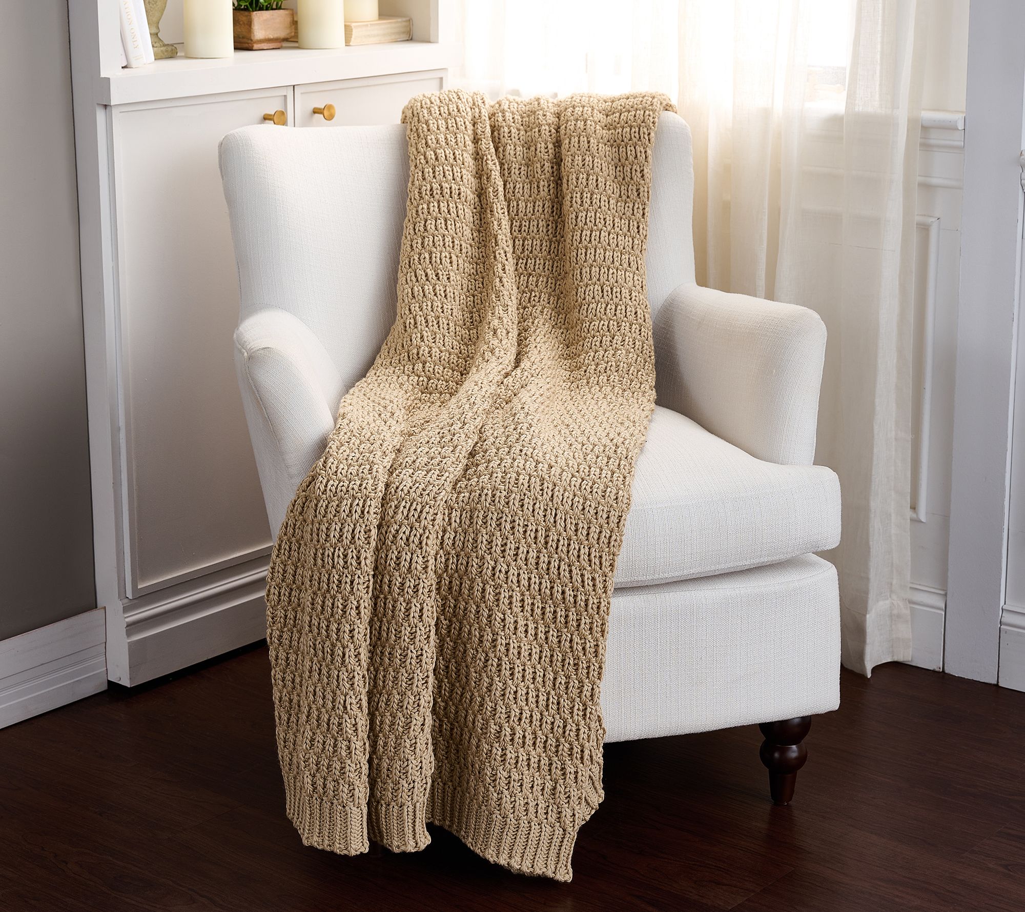 Home Reflections 60x70 Seed Stitch Knit Throw