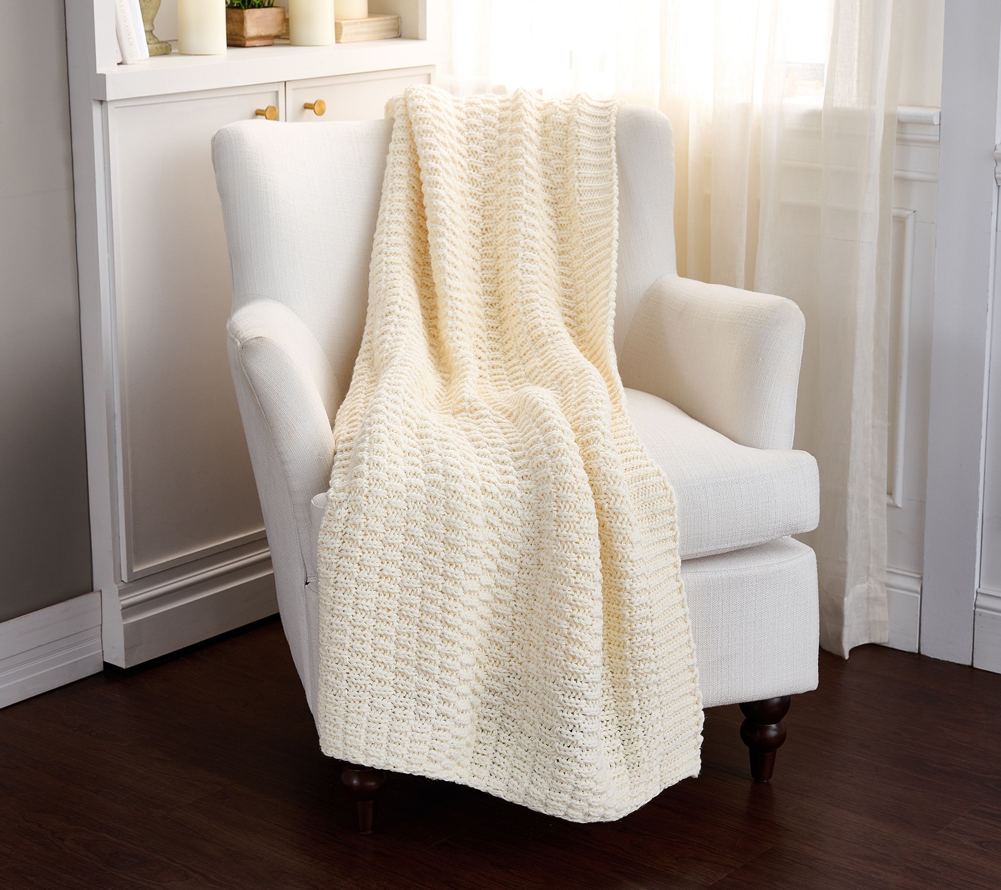 Home Reflections 60x70 Seed Stitch Knit Throw