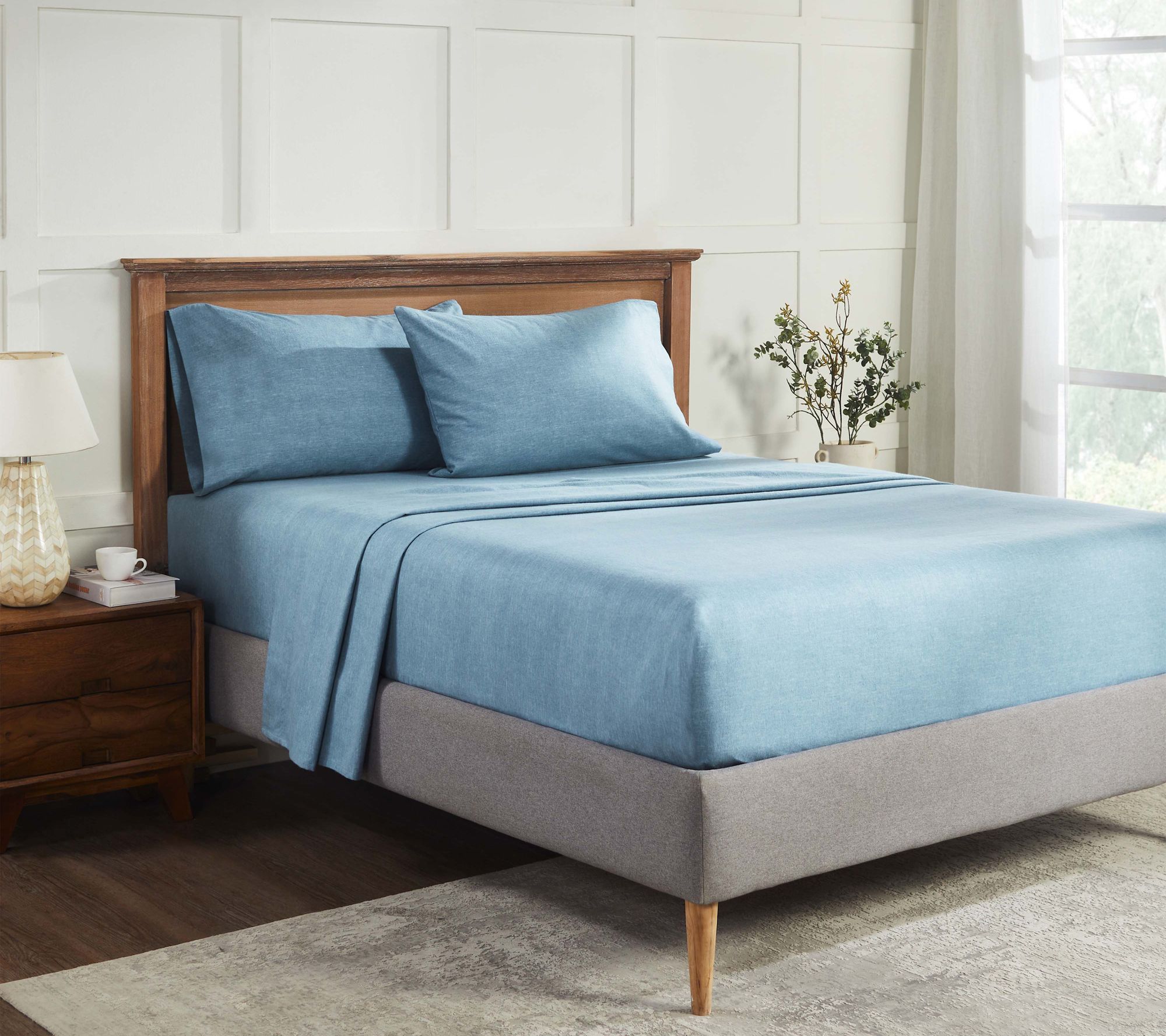 Superior Melange Flannel Cotton Deep Pocket Sheet Set, King