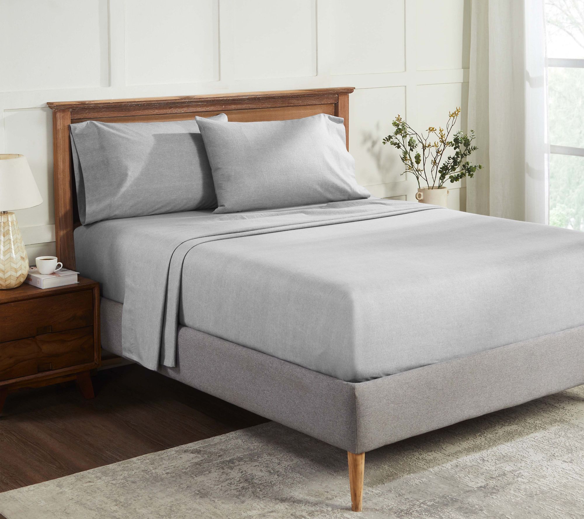Superior Melange Flannel Cotton Deep Pocket Sheet Set, King
