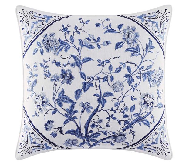 Laura Ashley Ch arlotte China B lue 16" X 16" S quare Pillow