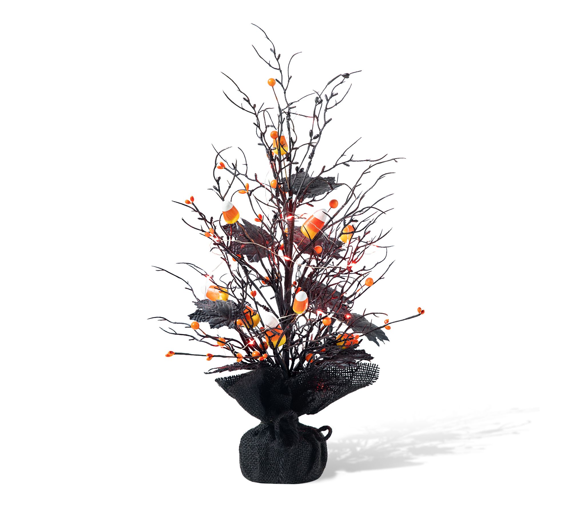 Glitzhome 21"H Lighted Halloween Candy Corn Berries Table Tree