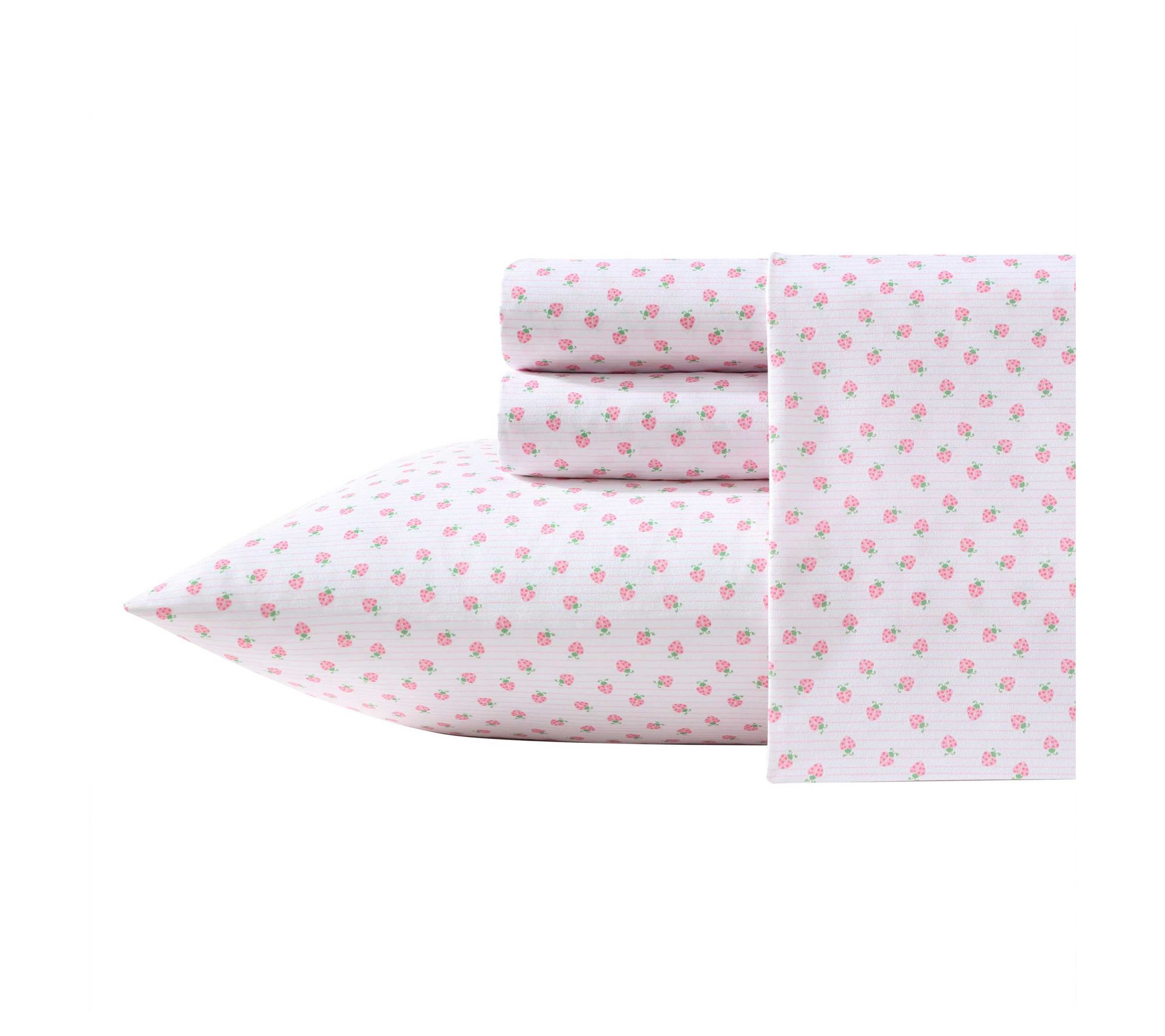 Laura Ashley Sweet Lady Bugs Pink-Green Queen Sheet Set