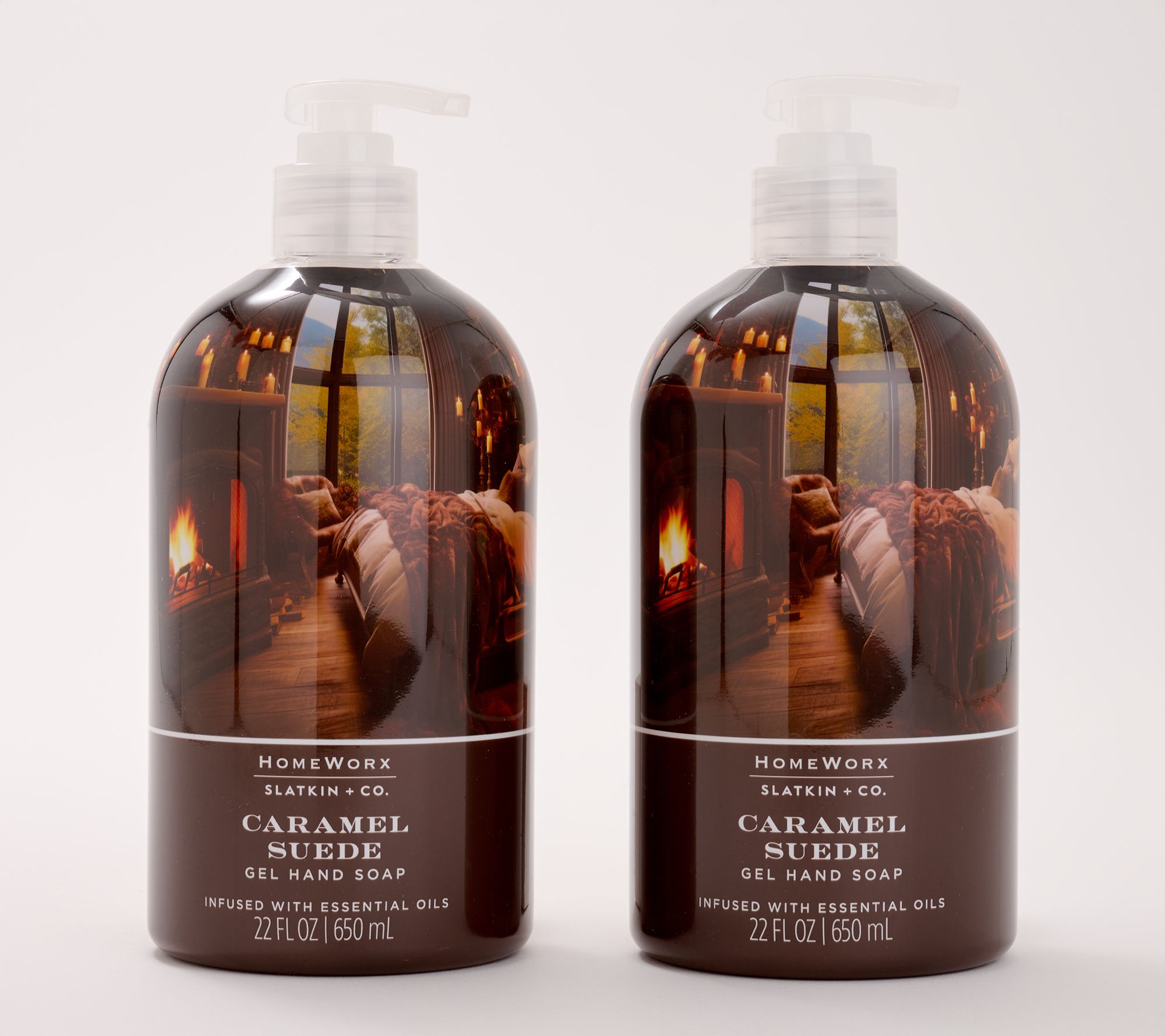 ShWk9/1 HomeWorx by Slatkin + Co. S/2 22oz Hand Soap CaramSuede
