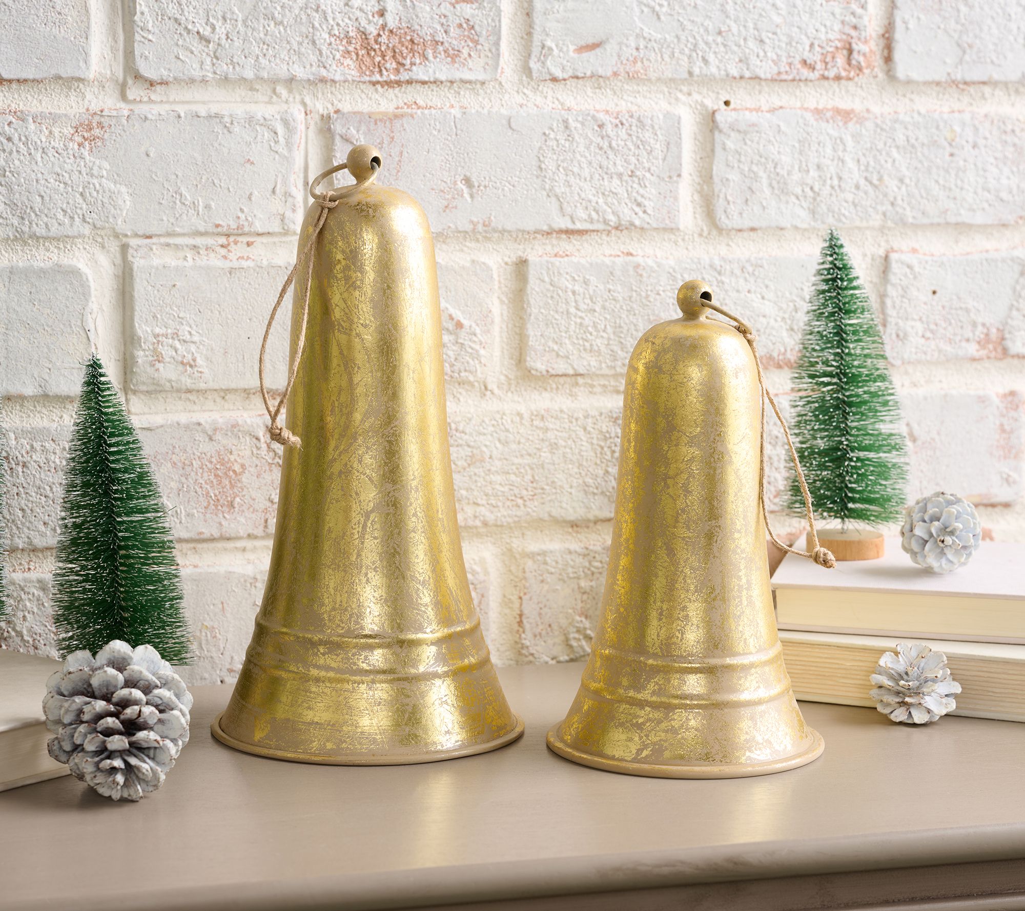 Simply Stunning S/2 Antique Holiday Bells by Janine